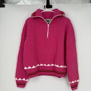 Bernadette Designer Sweater Pull Alexo Cableknit 1/4 Zip Pink Belgium Size XS